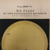Sun Spots, from Austrian Journal of Popular Astronomy, 1876 Color Lithograph