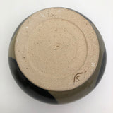 Round Studio Pottery Bowl, Vase or Planter, Cream with Large Blue Spots