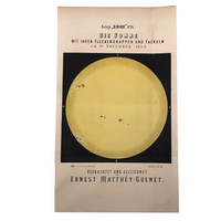 Sun Spots, from Austrian Journal of Popular Astronomy, 1876 Color Lithograph