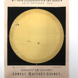 Sun Spots, from Austrian Journal of Popular Astronomy, 1876 Color Lithograph
