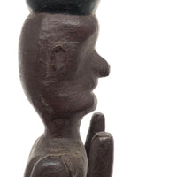 Carved, Painted Old Folk Art Totem on Heart Shaped Base