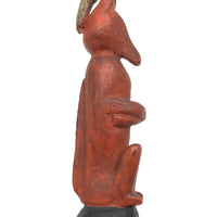Carved, Painted Old Folk Art Totem on Heart Shaped Base