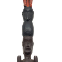 Carved, Painted Old Folk Art Totem on Heart Shaped Base