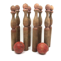 Beautifully Shaped and Aged Tall Antique French Skittles with Two Balls