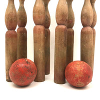 Beautifully Shaped and Aged Tall Antique French Skittles with Two Balls