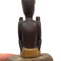 Carved, Painted Old Folk Art Totem on Heart Shaped Base
