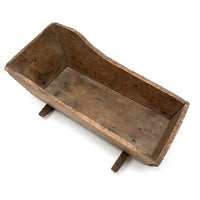 Old Handmade Wooden Doll Cradle, Signed EL
