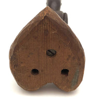 Carved, Painted Old Folk Art Totem on Heart Shaped Base