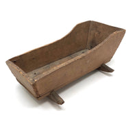 Old Handmade Wooden Doll Cradle, Signed EL