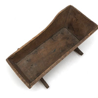 Old Handmade Wooden Doll Cradle, Signed EL