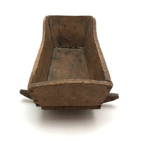 Old Handmade Wooden Doll Cradle, Signed EL