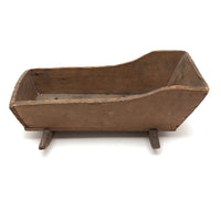 Old Handmade Wooden Doll Cradle, Signed EL
