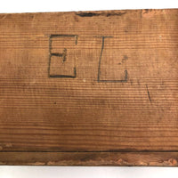 Old Handmade Wooden Doll Cradle, Signed EL