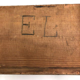 Old Handmade Wooden Doll Cradle, Signed EL