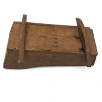 Old Handmade Wooden Doll Cradle, Signed EL