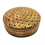 Striking Gold and Black Round Lidded Burmese Lacquer Box