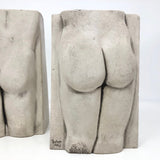 His and Her Nude Plaster and Cement Bookends Signed Scher 1993