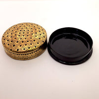 Striking Gold and Black Round Lidded Burmese Lacquer Box