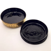 Striking Gold and Black Round Lidded Burmese Lacquer Box