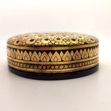 Striking Gold and Black Round Lidded Burmese Lacquer Box