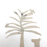 Charming Antique Cutout Pencil Drawing of Dog and Birds in Tree