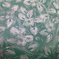 Green and Silver Round Lidded Burmese Lacquer Box with Incised Flowers and Vines