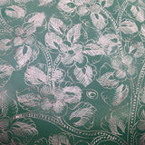 Green and Silver Round Lidded Burmese Lacquer Box with Incised Flowers and Vines