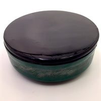 Green and Silver Round Lidded Burmese Lacquer Box with Incised Flowers and Vines