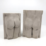 His and Her Nude Plaster and Cement Bookends Signed Scher 1993