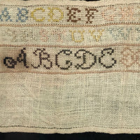Sweet, Small Antique Alphabet Sampler with Flamestitch Practice