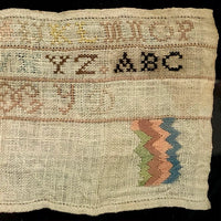 Sweet, Small Antique Alphabet Sampler with Flamestitch Practice