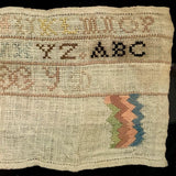 Sweet, Small Antique Alphabet Sampler with Flamestitch Practice