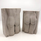 His and Her Nude Plaster and Cement Bookends Signed Scher 1993