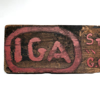 Old Hand-painted Wooden G.C + Son IGA Sign