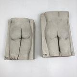 His and Her Nude Plaster and Cement Bookends Signed Scher 1993