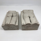 His and Her Nude Plaster and Cement Bookends Signed Scher 1993