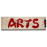 Red and White ARTS Large Vintage Hand-painted Wooden Sign