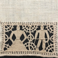 Charming Handmade Linen Doily with Figurative Bobbin Lace Couples and Stars