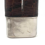 Nice Old Leather and Silver-plate Hip Flask