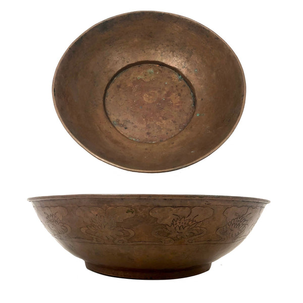 Hand-hammered, Hand-decorated Arts and Crafts Copper Bowl