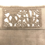 Charming Handmade Linen Doily with Figurative Bobbin Lace Couples and Stars