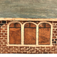 Great Old Scratch Made Crate Wood Folk Art Painted Brick Church