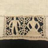 Charming Handmade Linen Doily with Figurative Bobbin Lace Couples and Stars