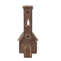 Great Old Scratch Made Crate Wood Folk Art Painted Brick Church