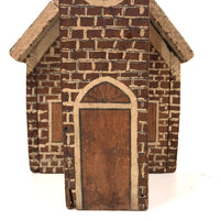 Great Old Scratch Made Crate Wood Folk Art Painted Brick Church