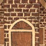 Great Old Scratch Made Crate Wood Folk Art Painted Brick Church
