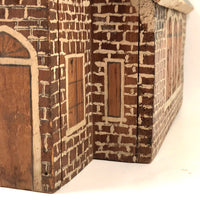 Great Old Scratch Made Crate Wood Folk Art Painted Brick Church