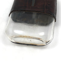 Nice Old Leather and Silver-plate Hip Flask