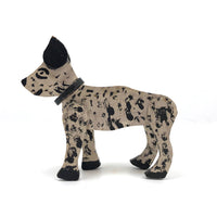 Cheerful Black and White Spotted, Jointed Folk Art Dog with Third Eye!