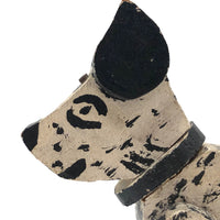 Cheerful Black and White Spotted, Jointed Folk Art Dog with Third Eye!